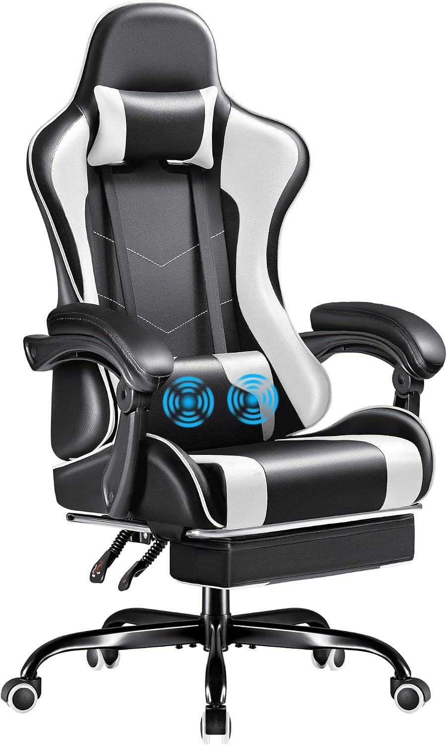 Massage - Furmax Gaming-Stuhl, Videospielstuhl mit Fußstütze und